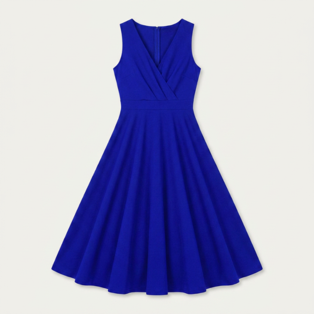 Robe Midi Femme Sans Manches Col Croisé