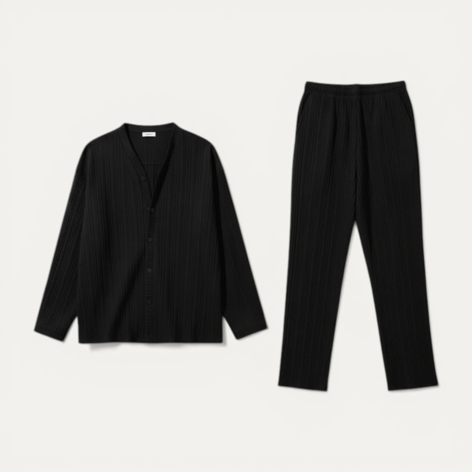 Ensemble Homme Chemise Texturée Côtelée Pantalon Droit