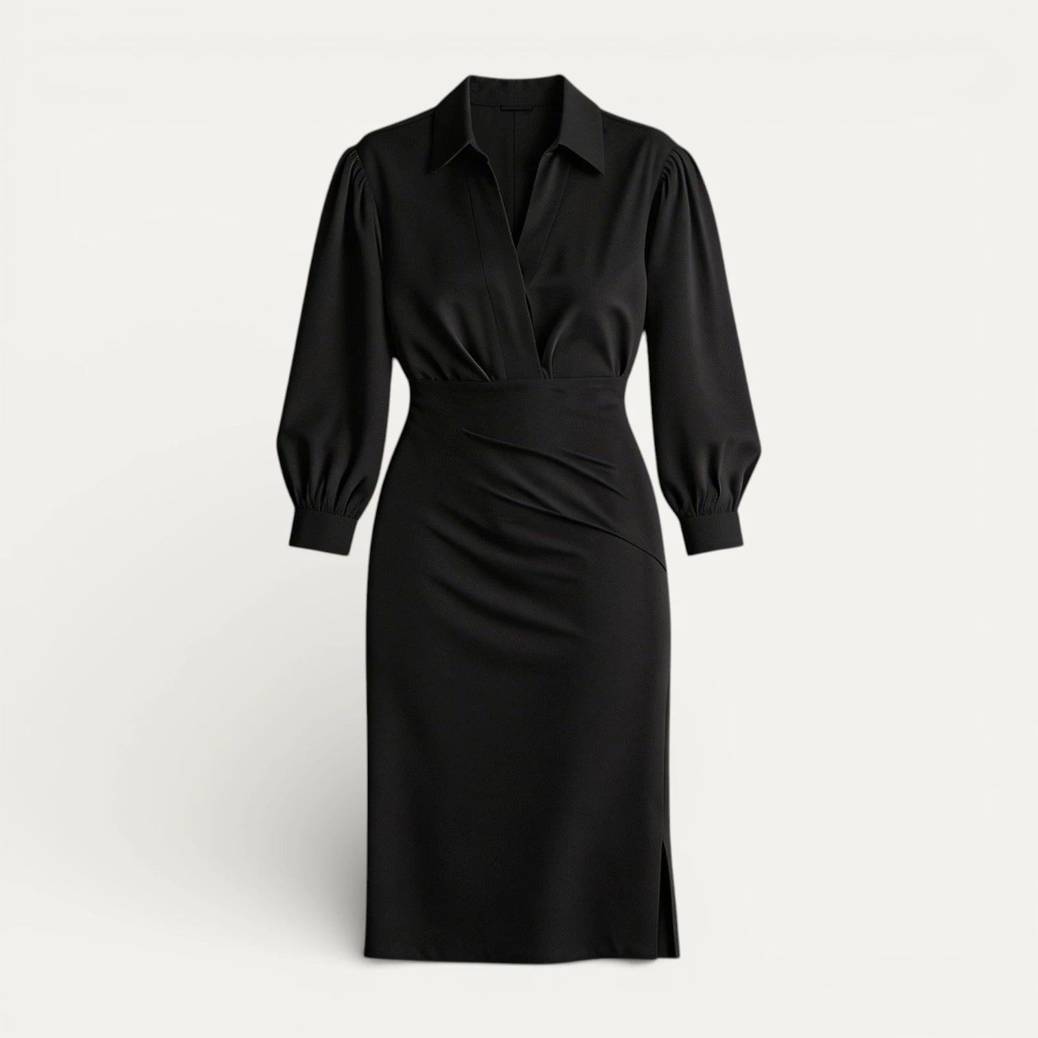 Robe Midi Femme Cache Cœur Col Chemise