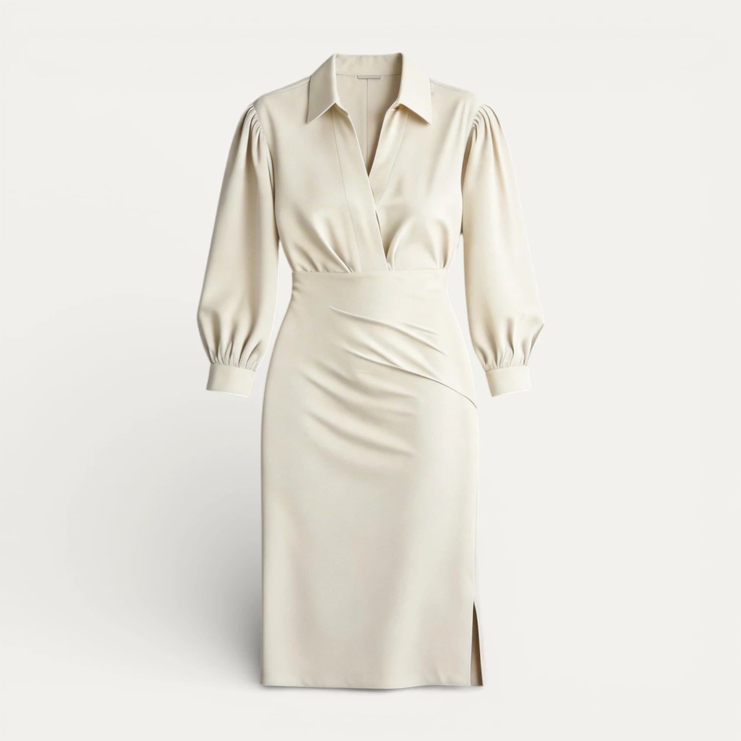 Robe Midi Femme Cache Cœur Col Chemise
