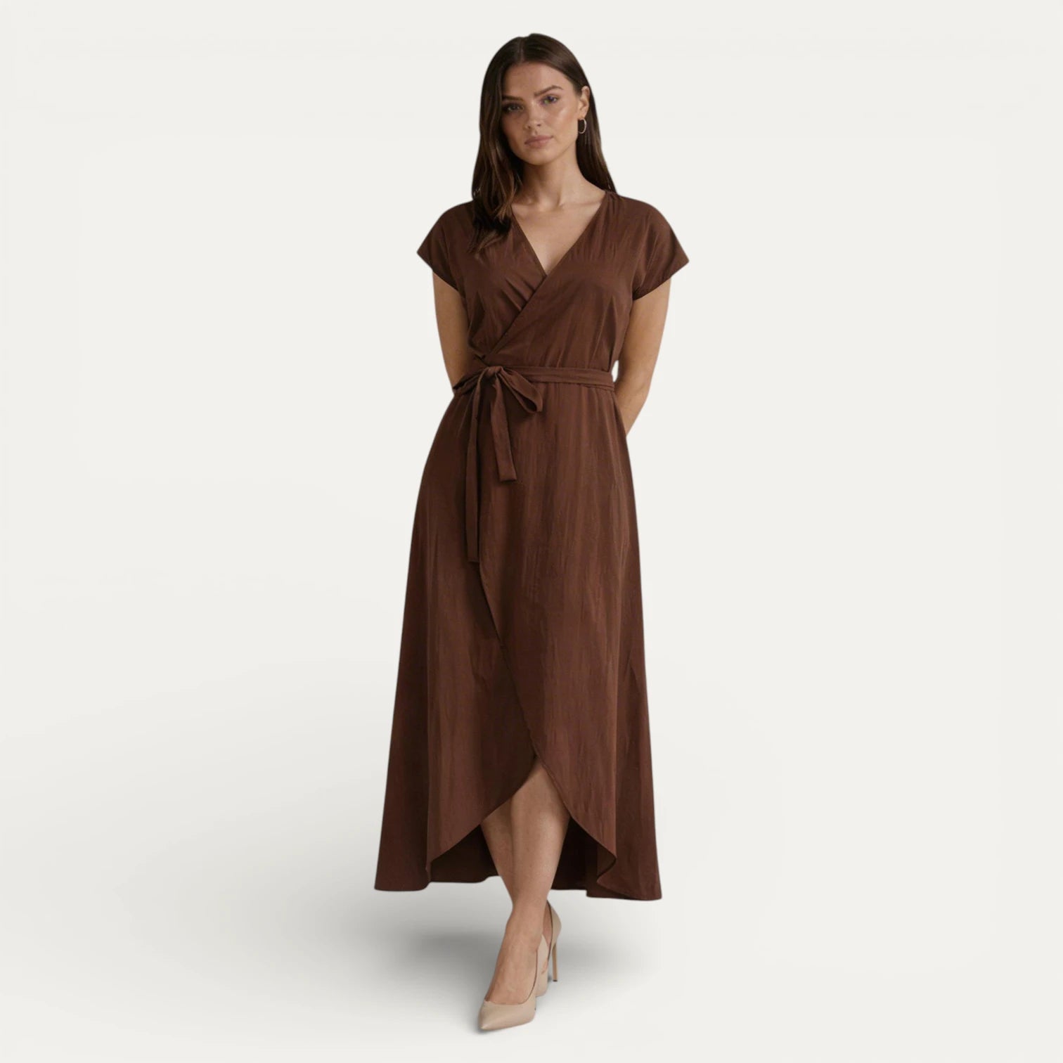 Robe Portefeuille Femme Midi Col V Manches