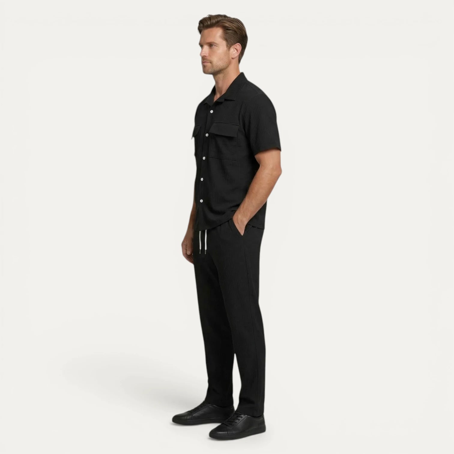 Ensemble Homme Chemise Manches Courtes Boutonnée Pantalon