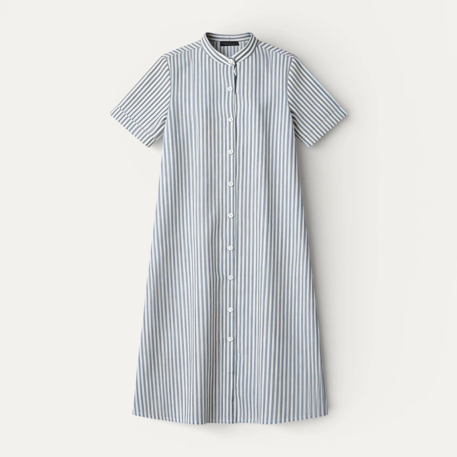 Robe Chemise Femme Rayée Midi Col Officier