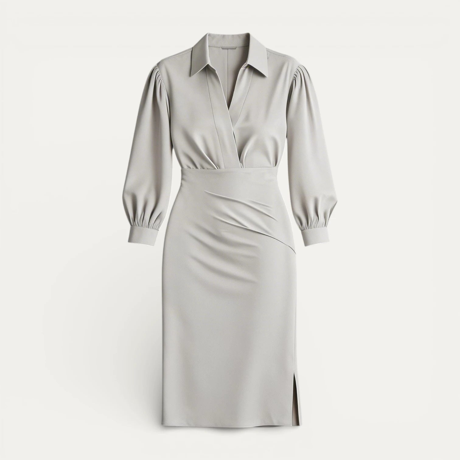 Robe Midi Femme Cache Cœur Col Chemise