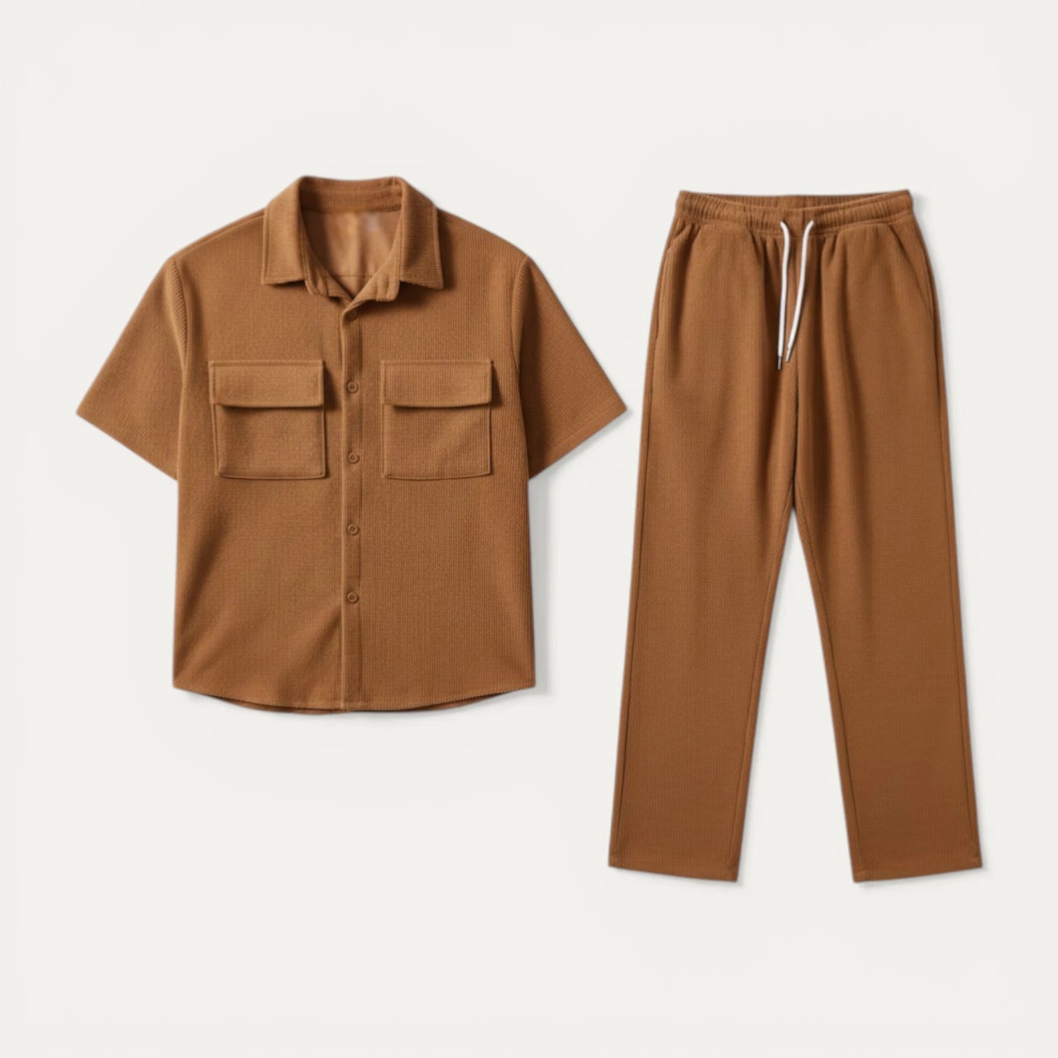 Ensemble Homme Chemise Manches Courtes Boutonnée Pantalon
