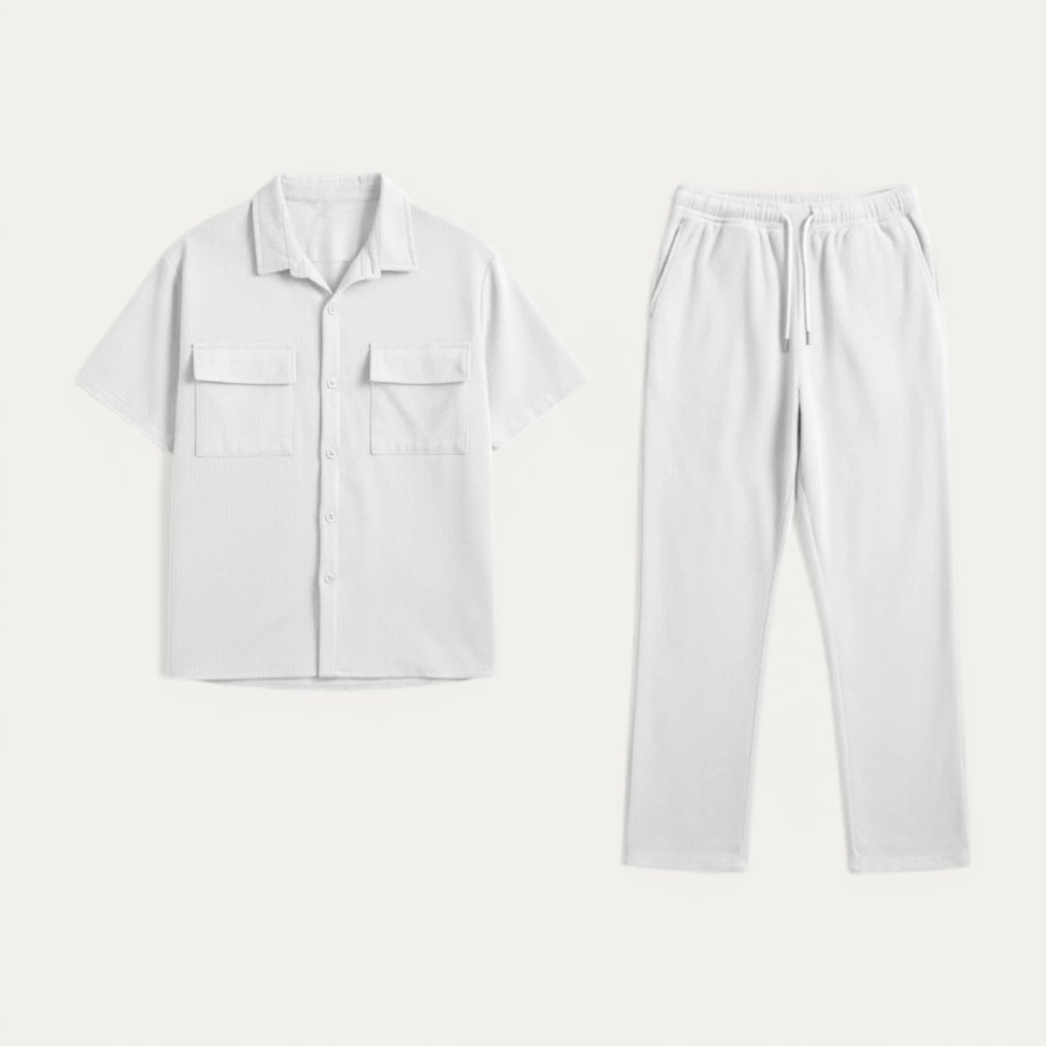 Ensemble Homme Chemise Manches Courtes Boutonnée Pantalon