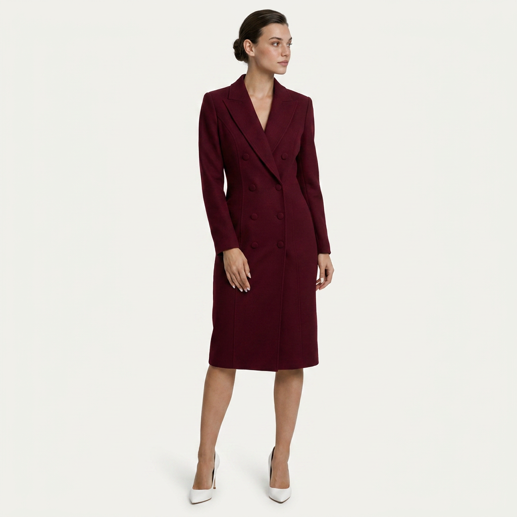 Robe Blazer Midi Femme Croisée Coupe Ajustée