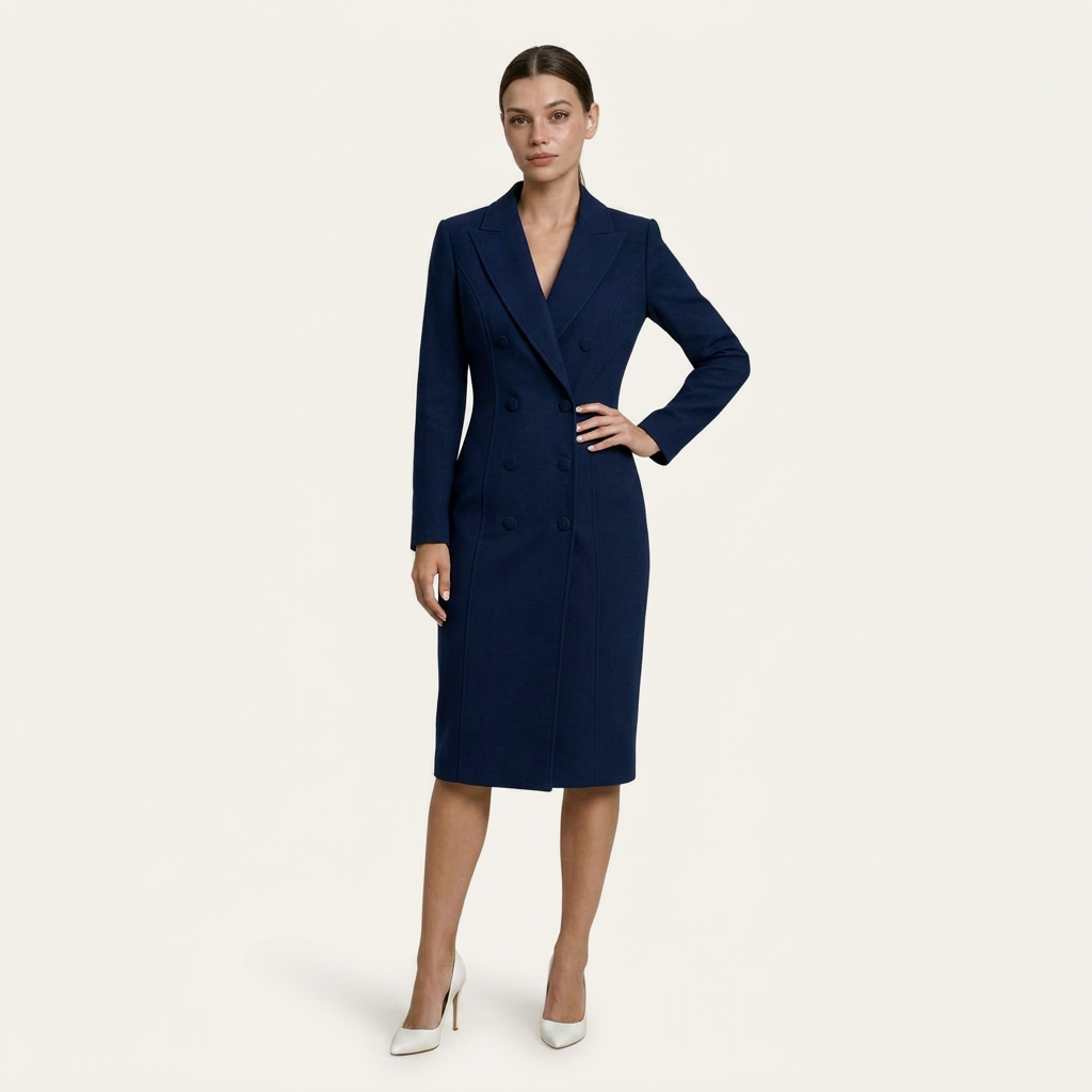 Robe Blazer Midi Femme Croisée Coupe Ajustée