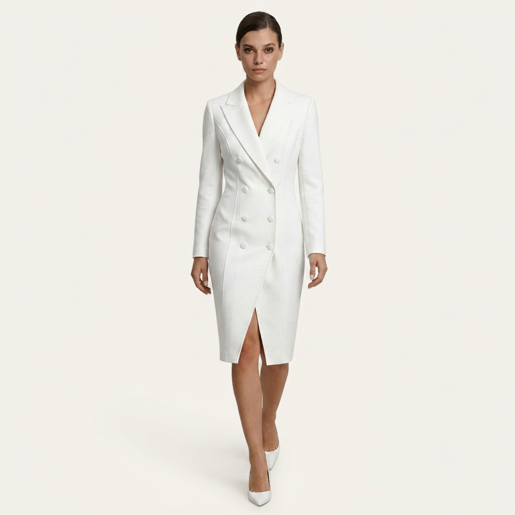 Robe Blazer Midi Femme Croisée Coupe Ajustée