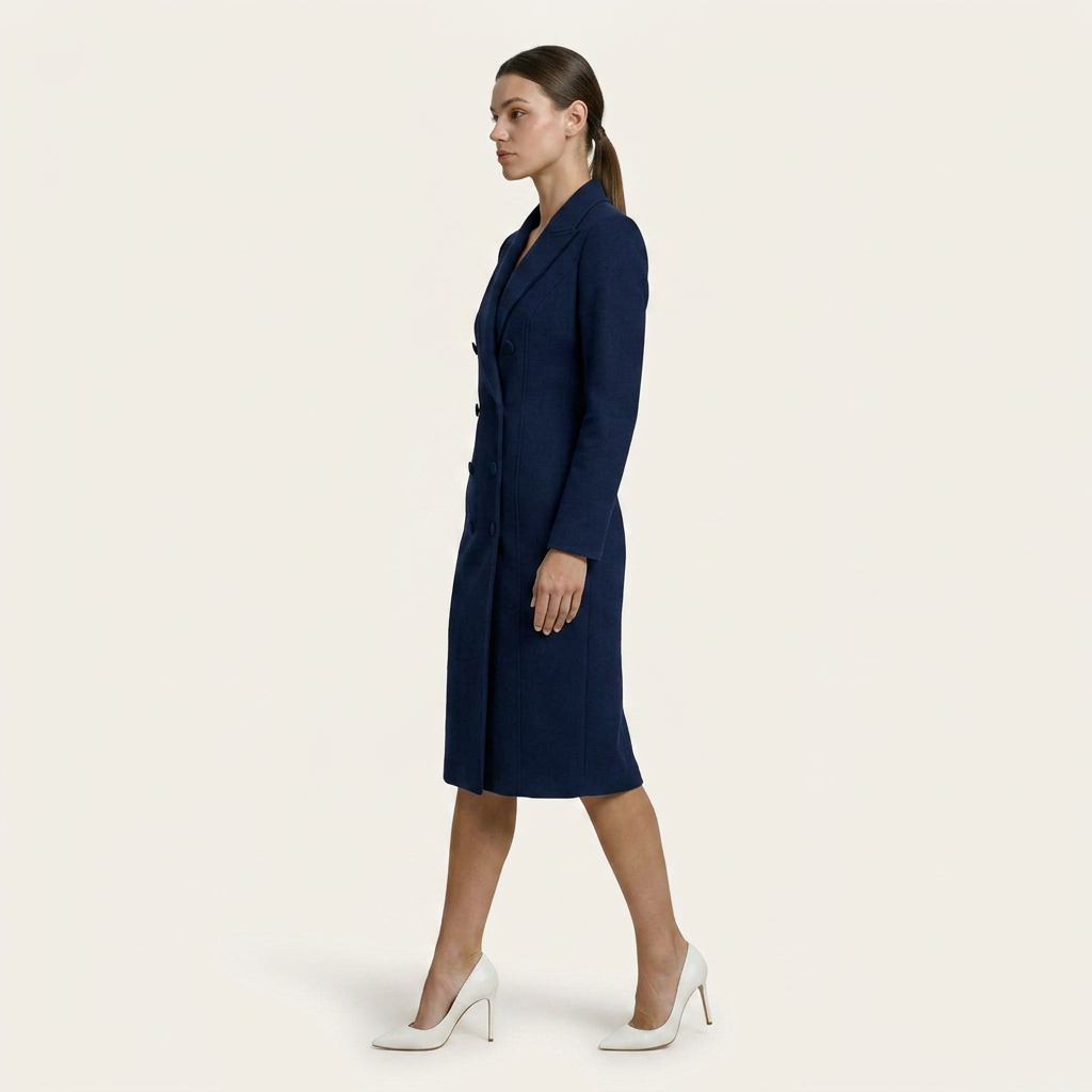 Robe Blazer Midi Femme Croisée Coupe Ajustée