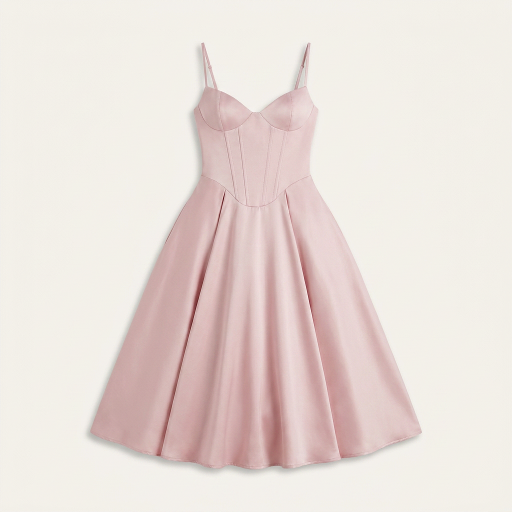 Robe Midi Femme Décolleté Cœur Jupe Évasée
