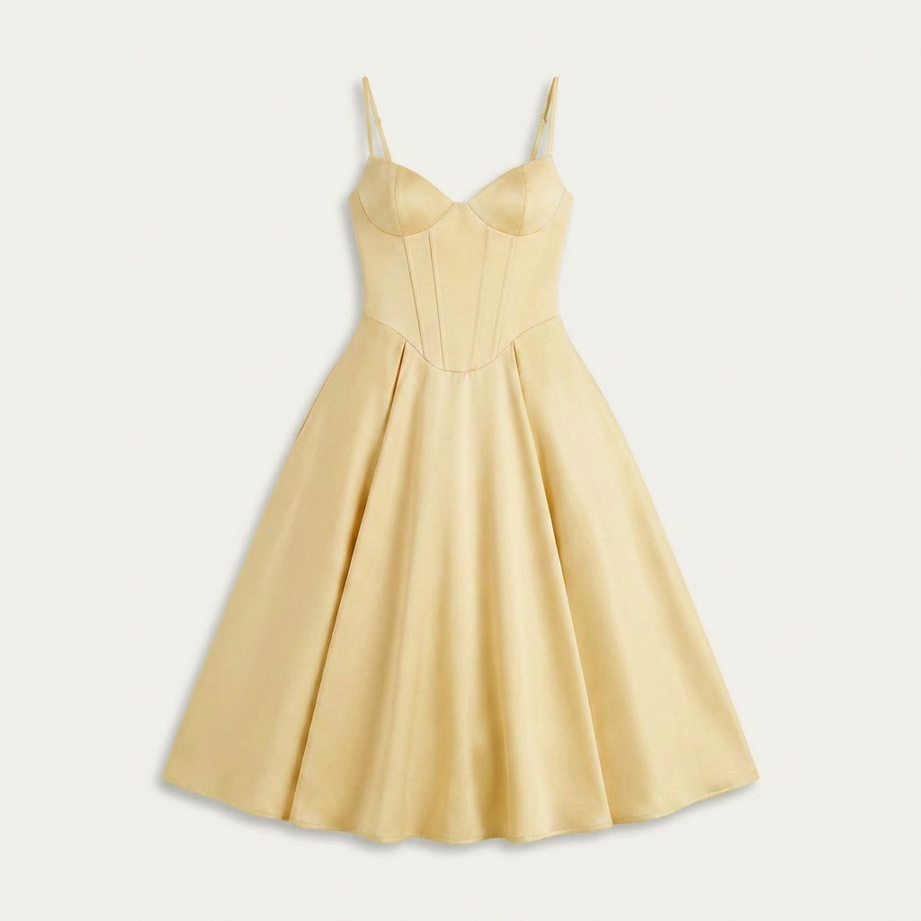 Robe Midi Femme Décolleté Cœur Jupe Évasée