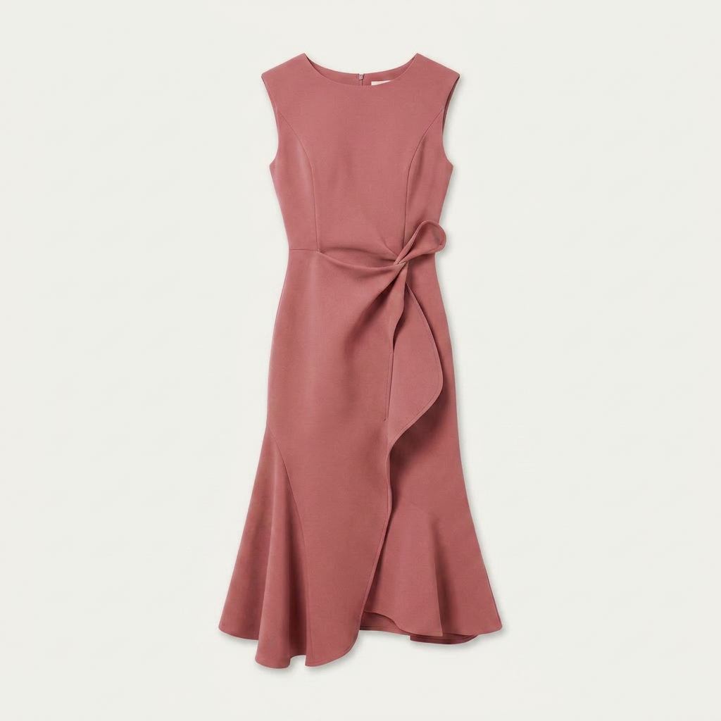Robe Midi Sans Manches Femme Ceinture Nouée