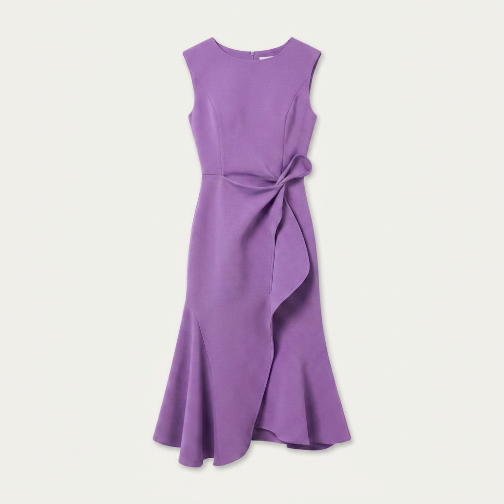 Robe Midi Sans Manches Femme Ceinture Nouée