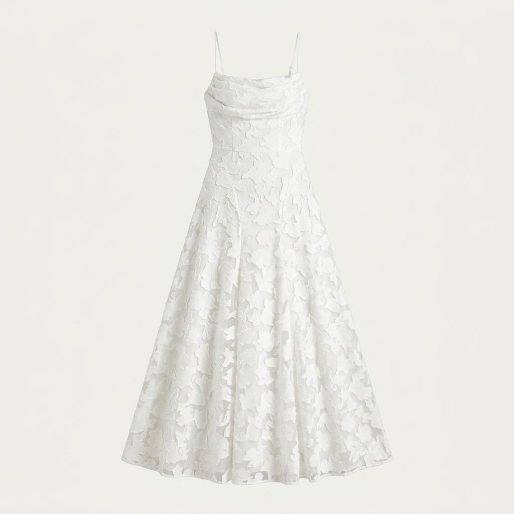 Robe Midi Femme Bretelles Fines Floral Texturé
