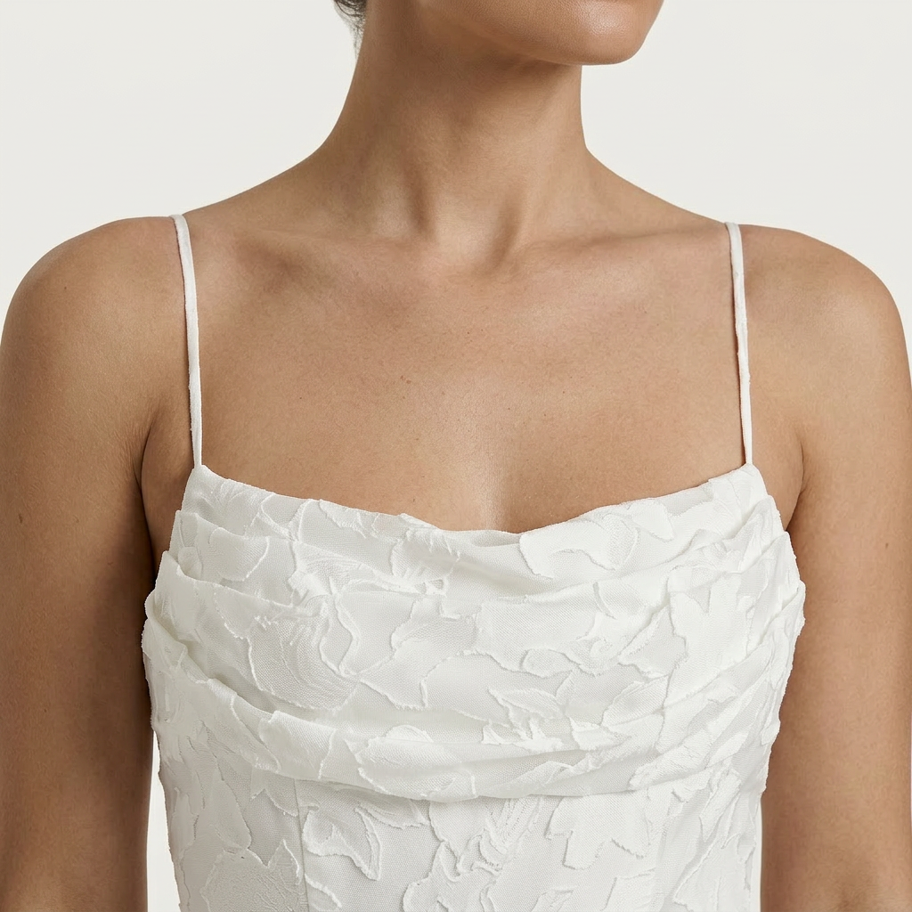 Robe Midi Femme Bretelles Fines Floral Texturé