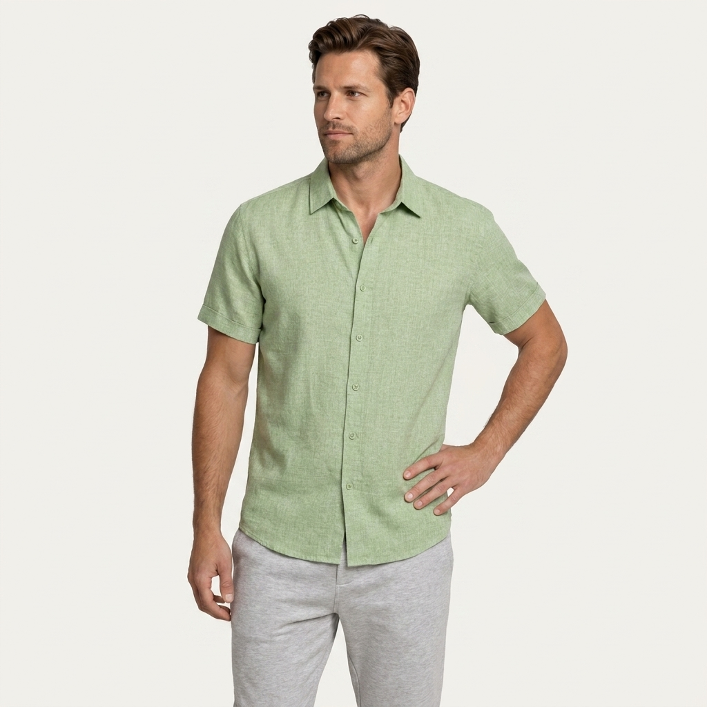 Chemise Homme Manches Courtes Col Classique Texturée