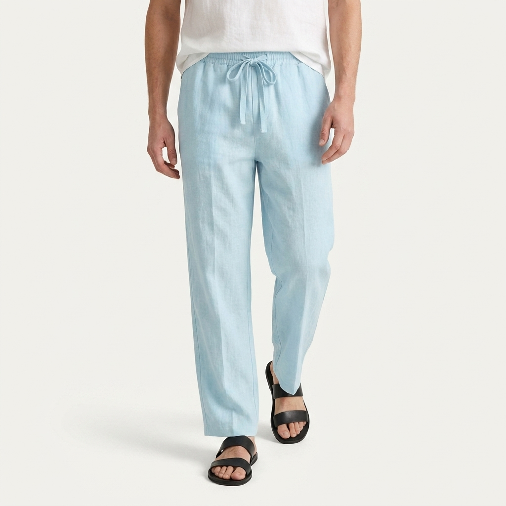Pantalon Homme Taille Élastique Cordon Coupe Droite