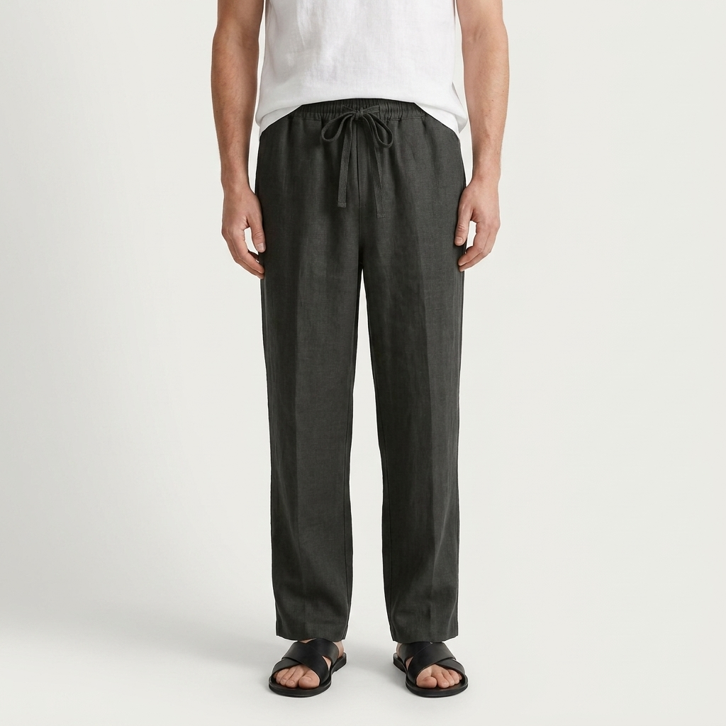 Pantalon Homme Taille Élastique Cordon Coupe Droite