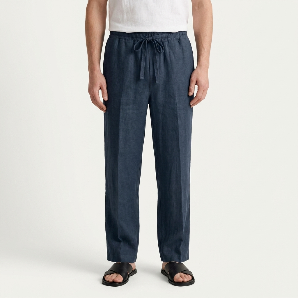 Pantalon Homme Taille Élastique Cordon Coupe Droite