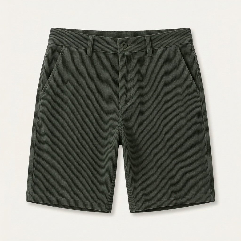 Short Homme Velours Côtelé Coupe Droite
