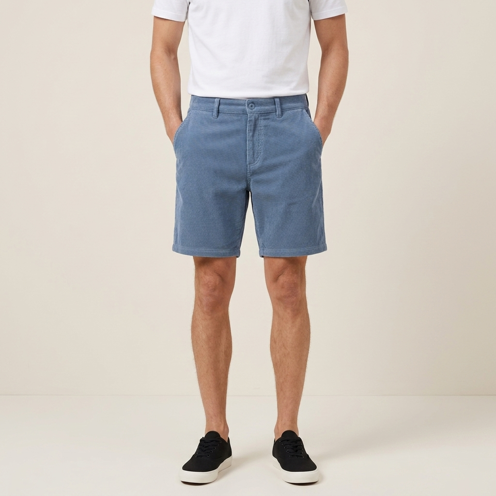 Short Homme Velours Côtelé Coupe Droite
