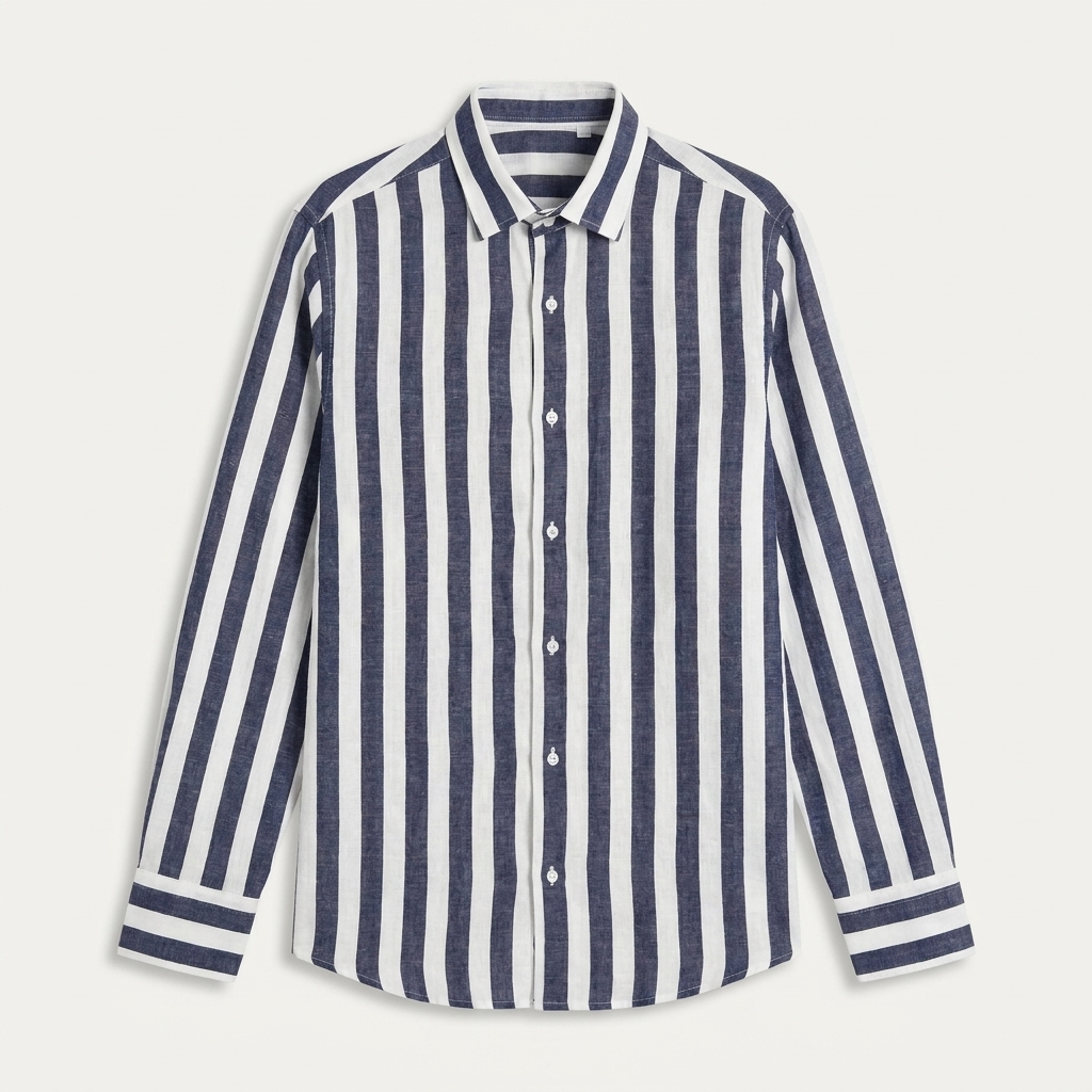 Chemise Homme Rayures Verticales Manches Longues Classique