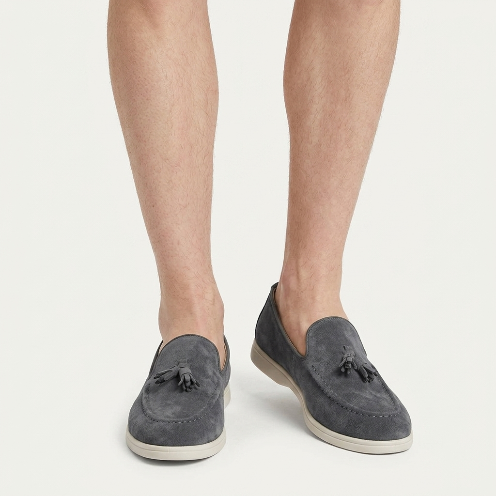 Mocassins Homme À Pampilles Texture Élégante Profil Bas