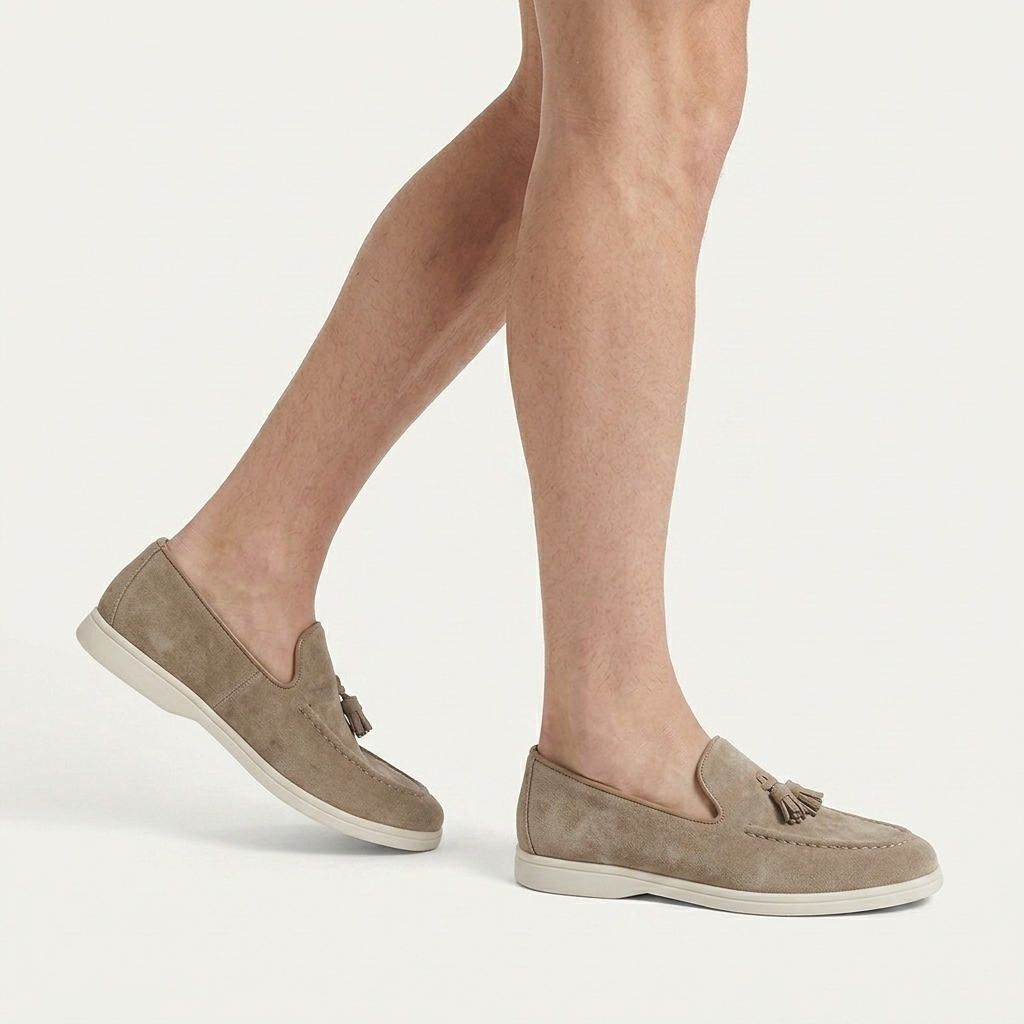 Mocassins Homme À Pampilles Texture Élégante Profil Bas