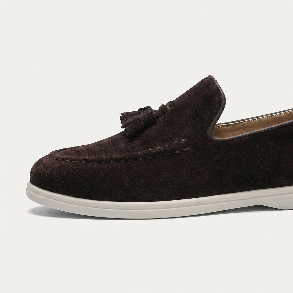 Mocassins Homme À Pampilles Texture Élégante Profil Bas
