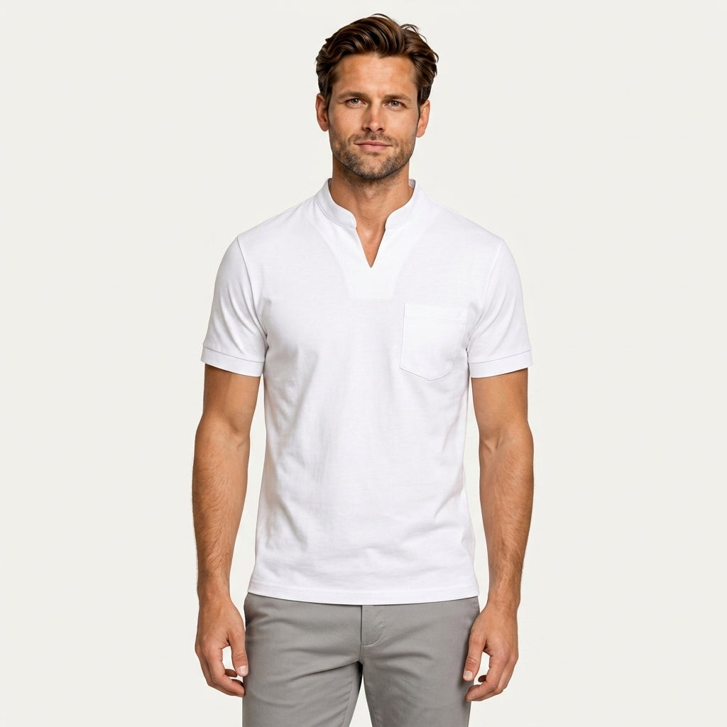 Chemise Homme Manches Courtes Col Cranté Poche Poitrine