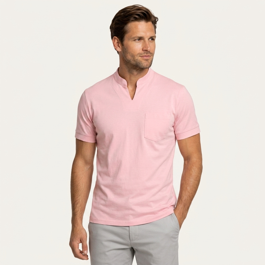 Chemise Homme Manches Courtes Col Cranté Poche Poitrine