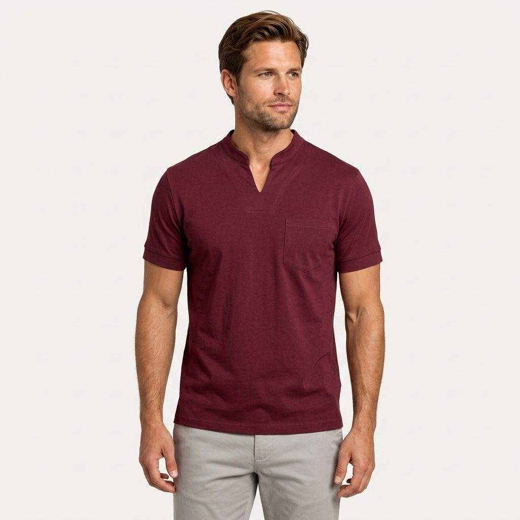 Chemise Homme Manches Courtes Col Cranté Poche Poitrine