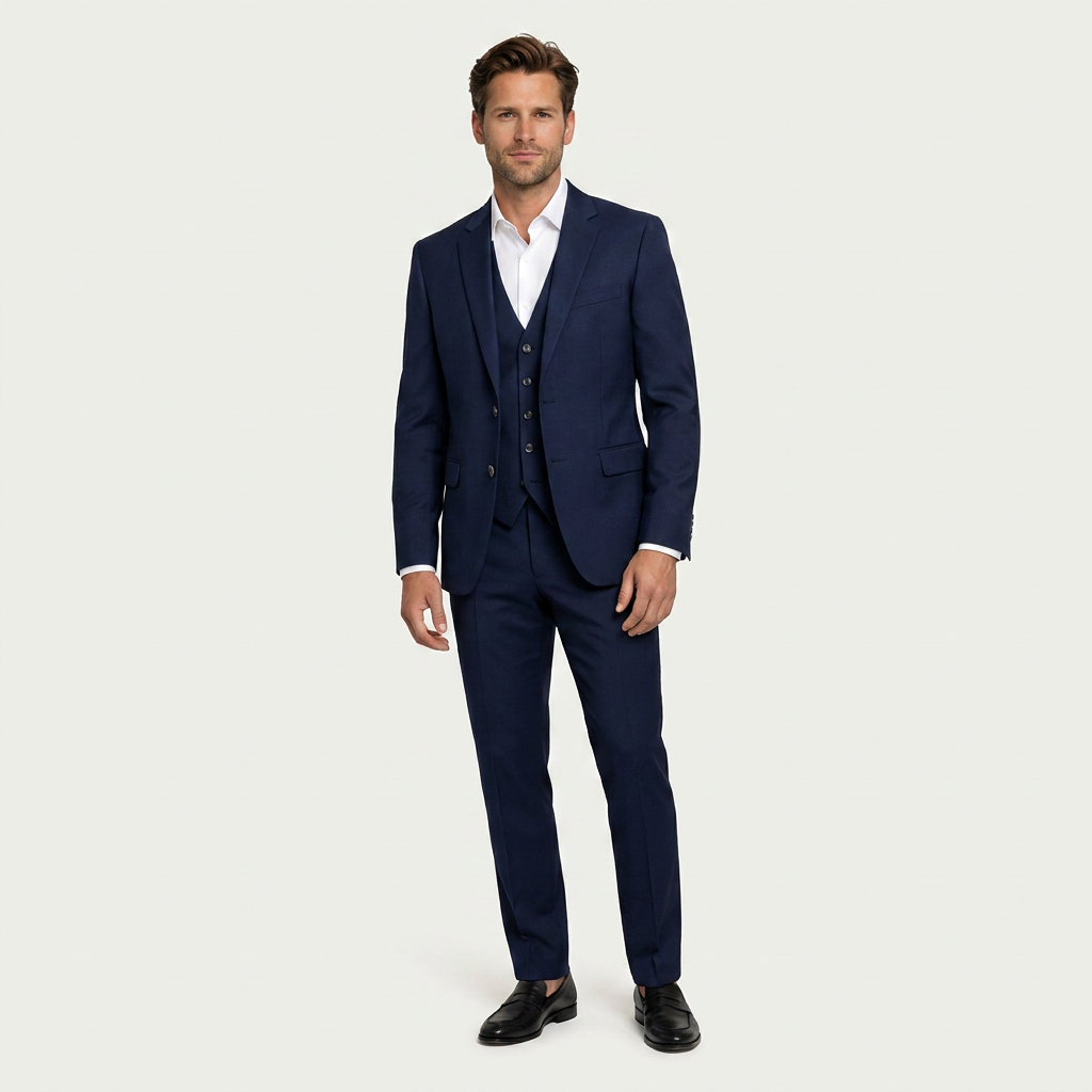 Costume Homme Trois Pièces Revers Crantés Ajusté