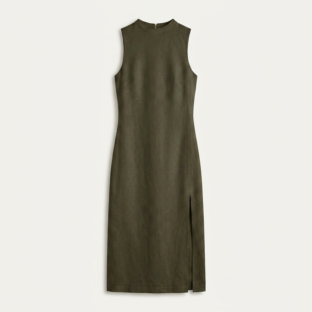 Robe Midi Sans Manches Femme Fente Latérale