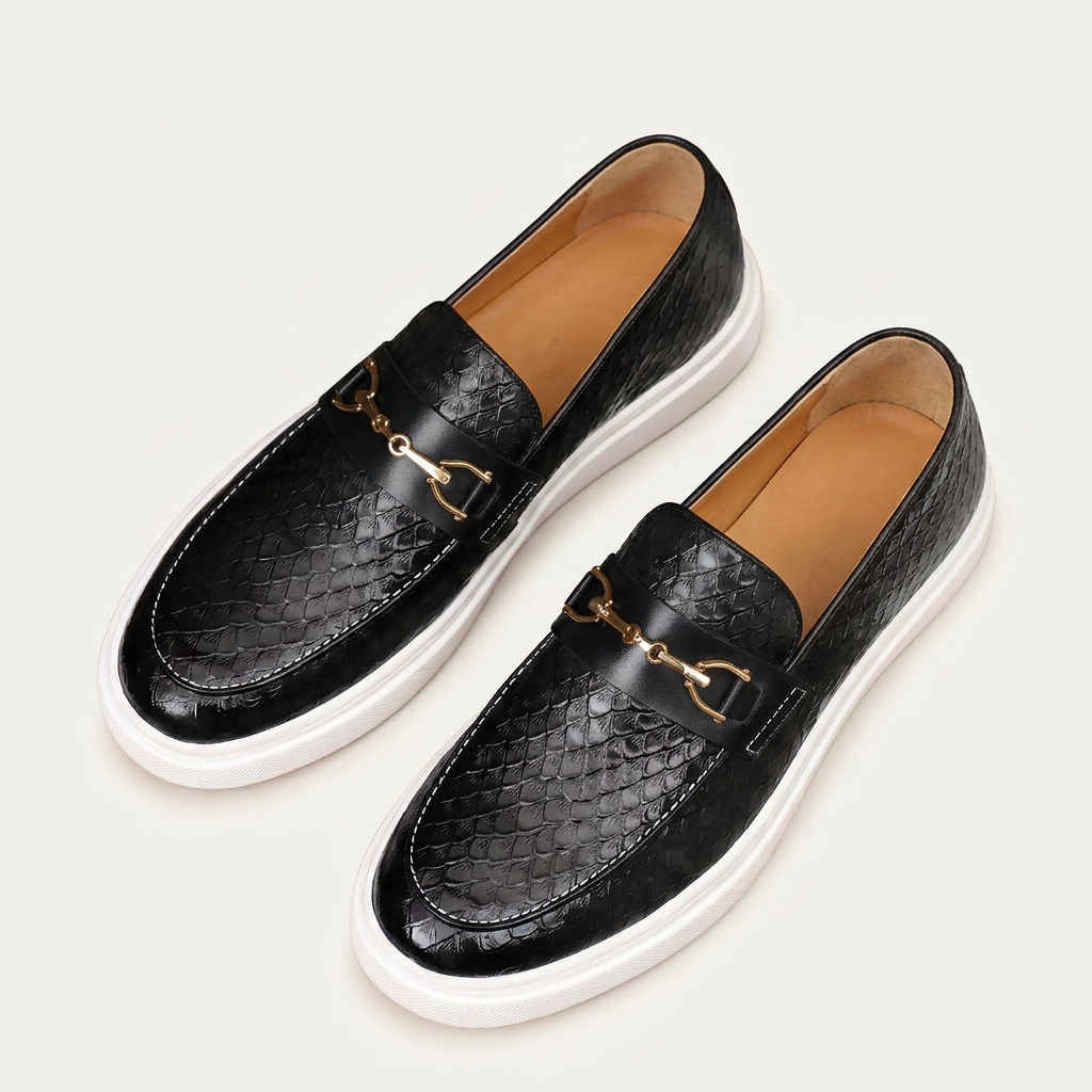 Mocassins Homme Effet Croco Détail Mors