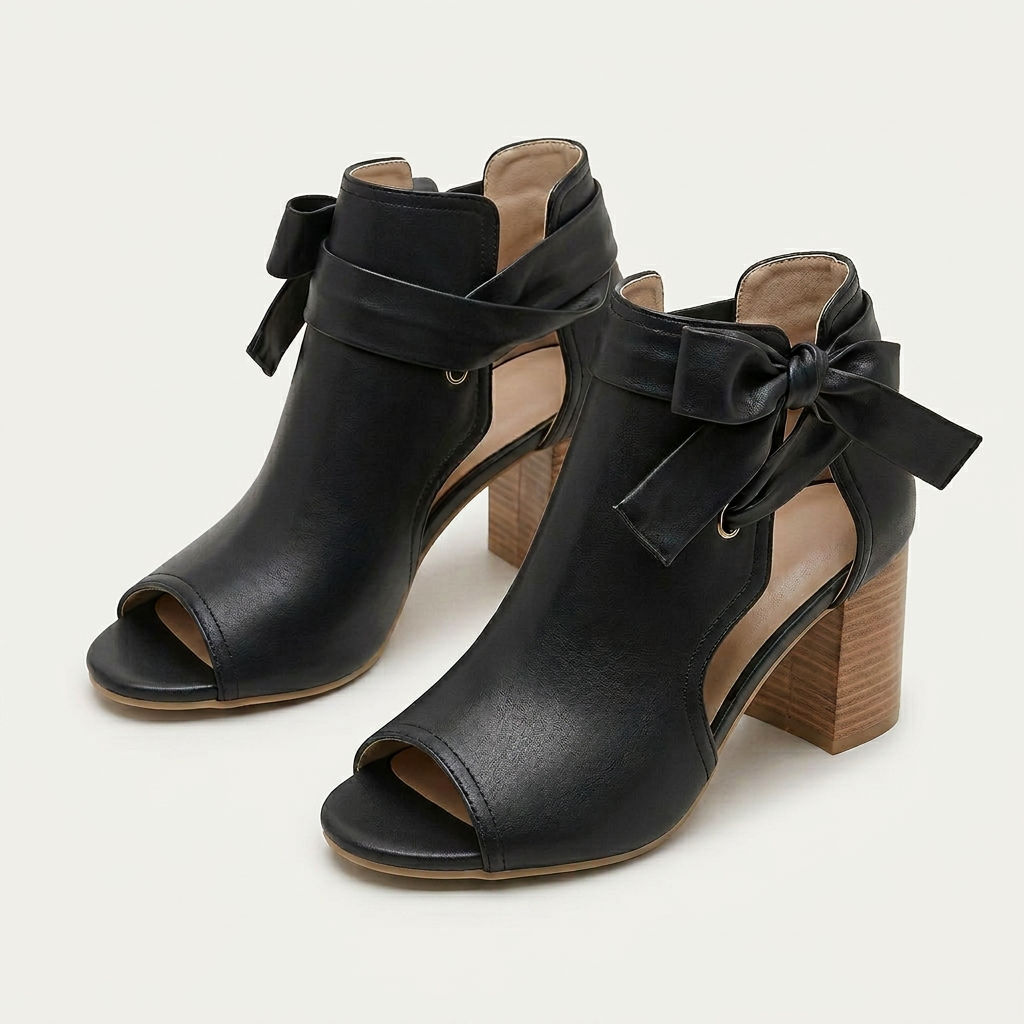 Sandales Femme Bout Ouvert Talon Bloc Noué