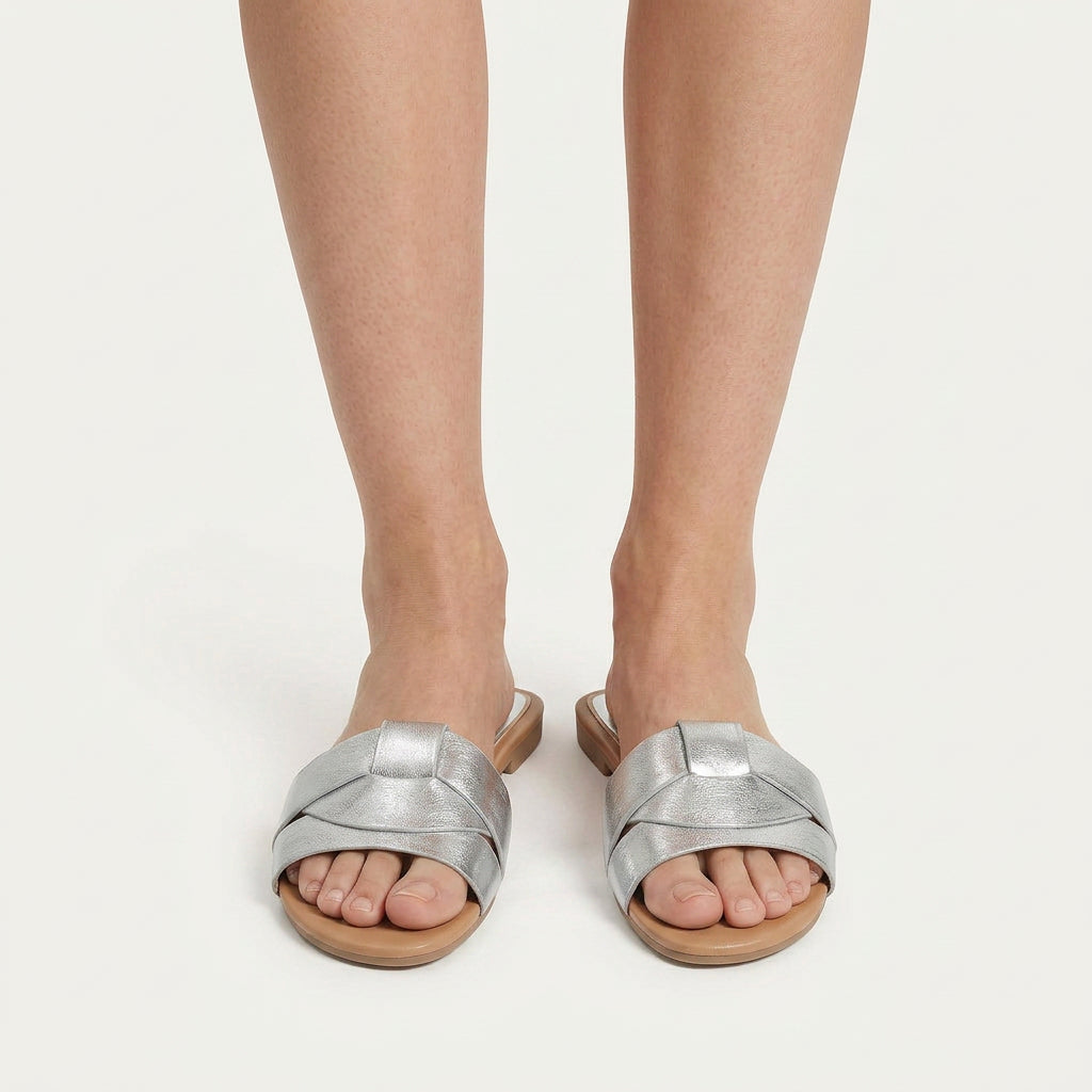 Sandales Plates Femme Brides Croisées Texturées