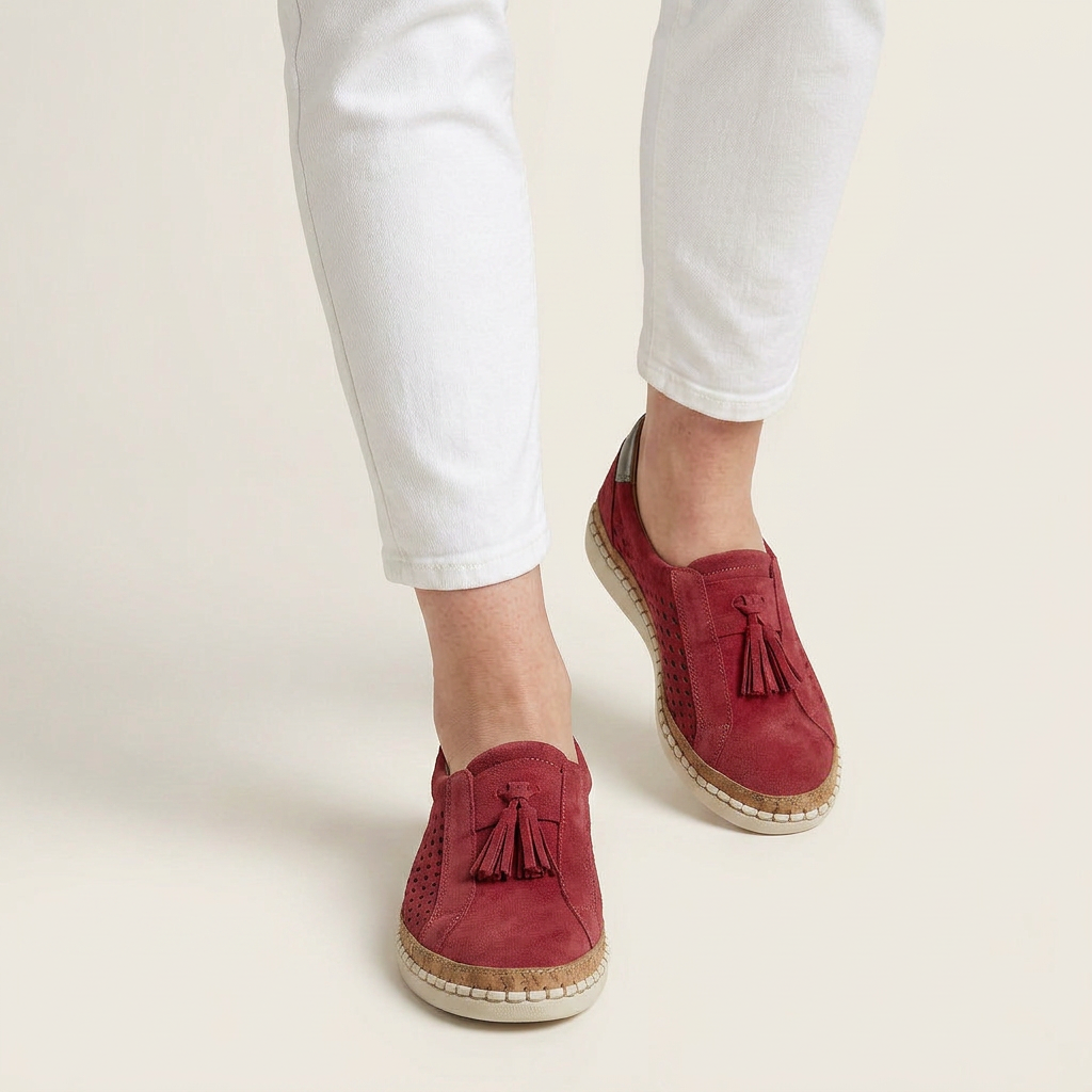 Mocassins Femme Pampilles Perforés Sans Lacets