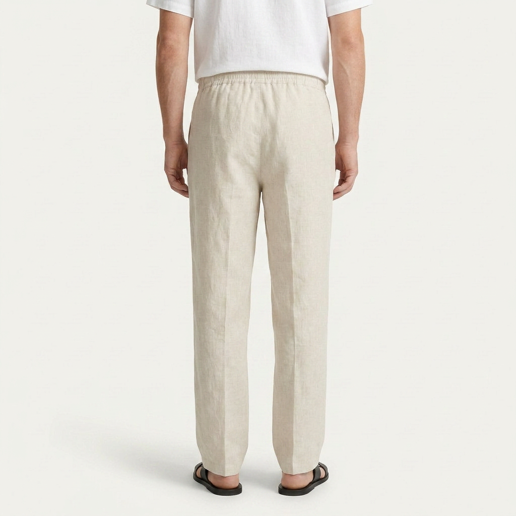 Pantalon Homme Taille Élastique Cordon Coupe Droite