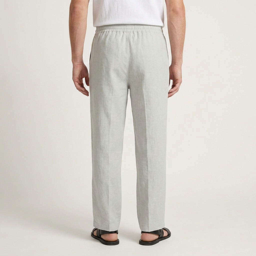 Pantalon Homme Taille Élastique Cordon Coupe Droite