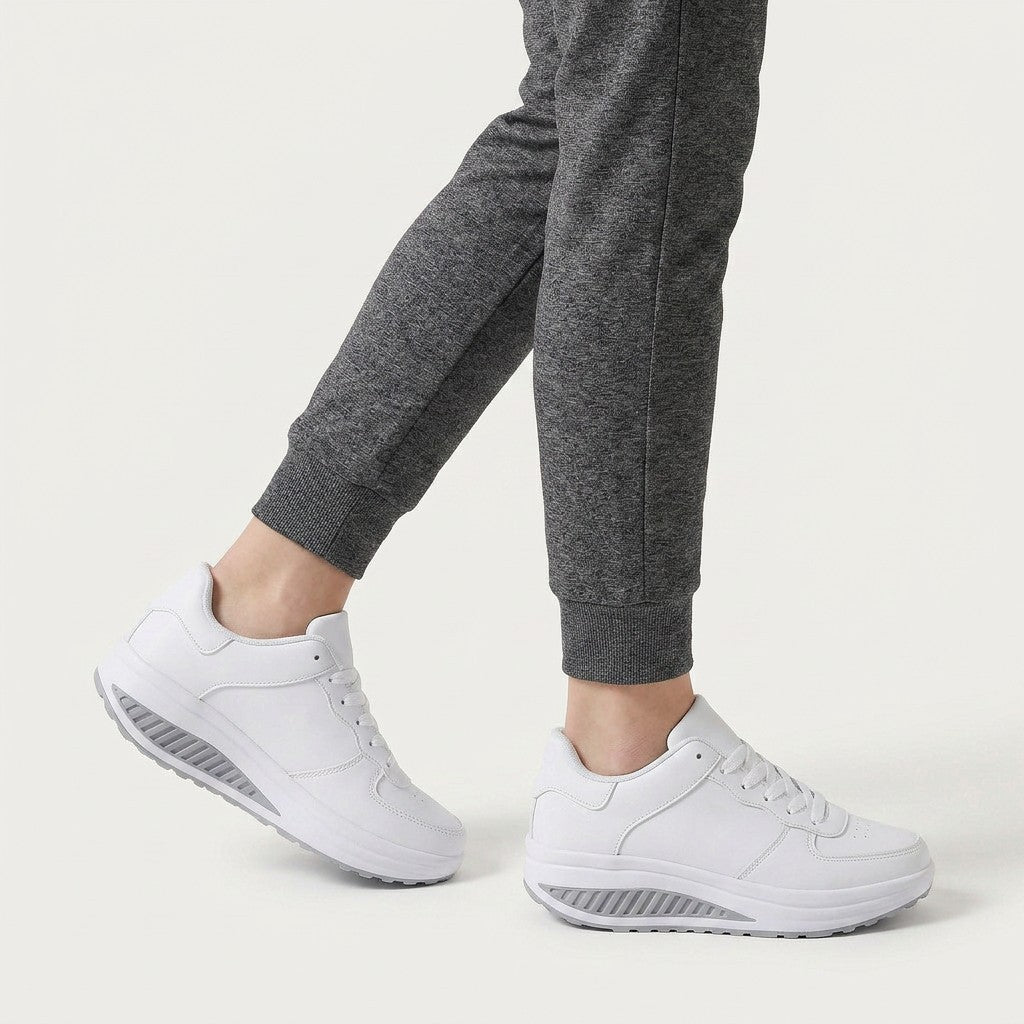 Baskets Femme Plateforme Lacets Semelle Contrastée