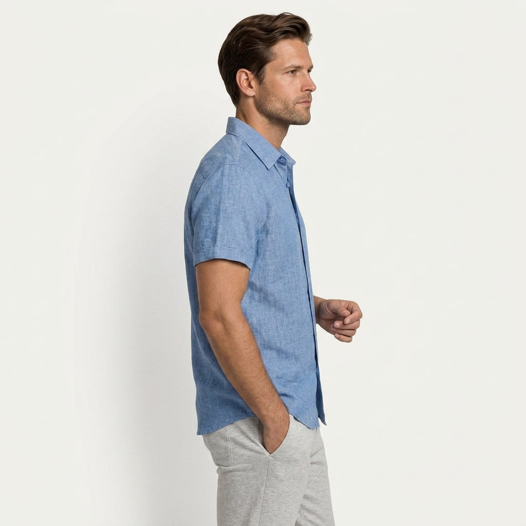 Chemise Homme Manches Courtes Col Classique Texturée