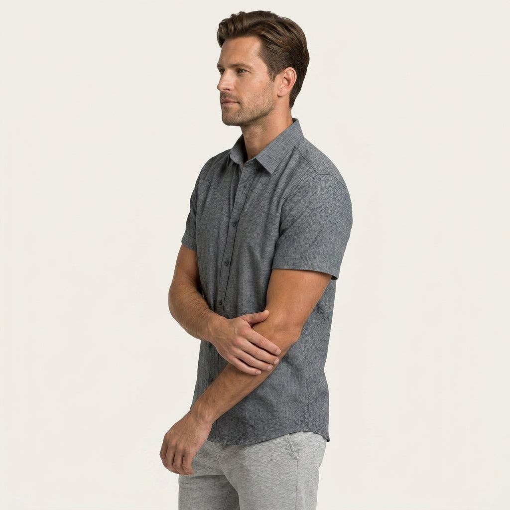 Chemise Homme Manches Courtes Col Classique Texturée