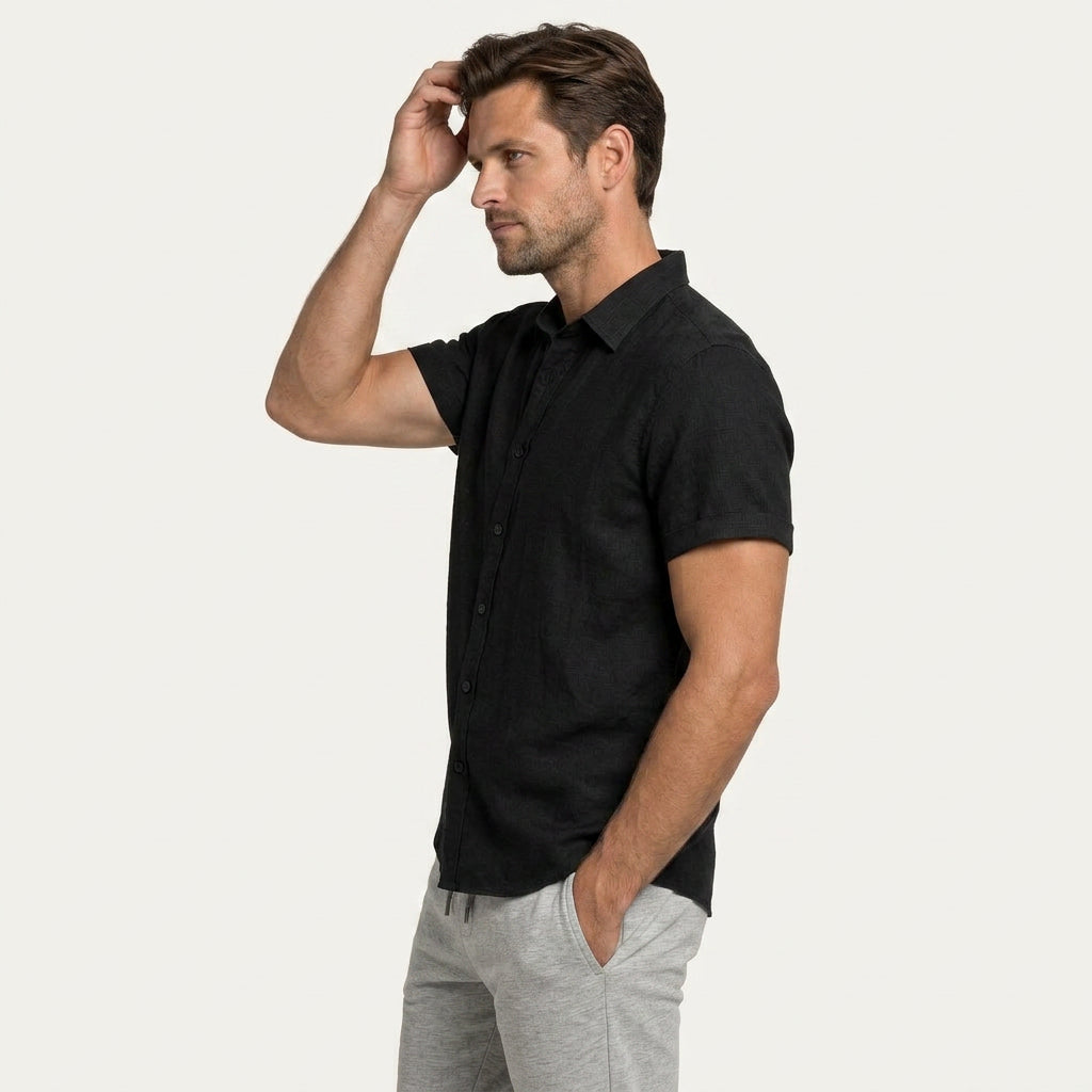 Chemise Homme Manches Courtes Col Classique Texturée