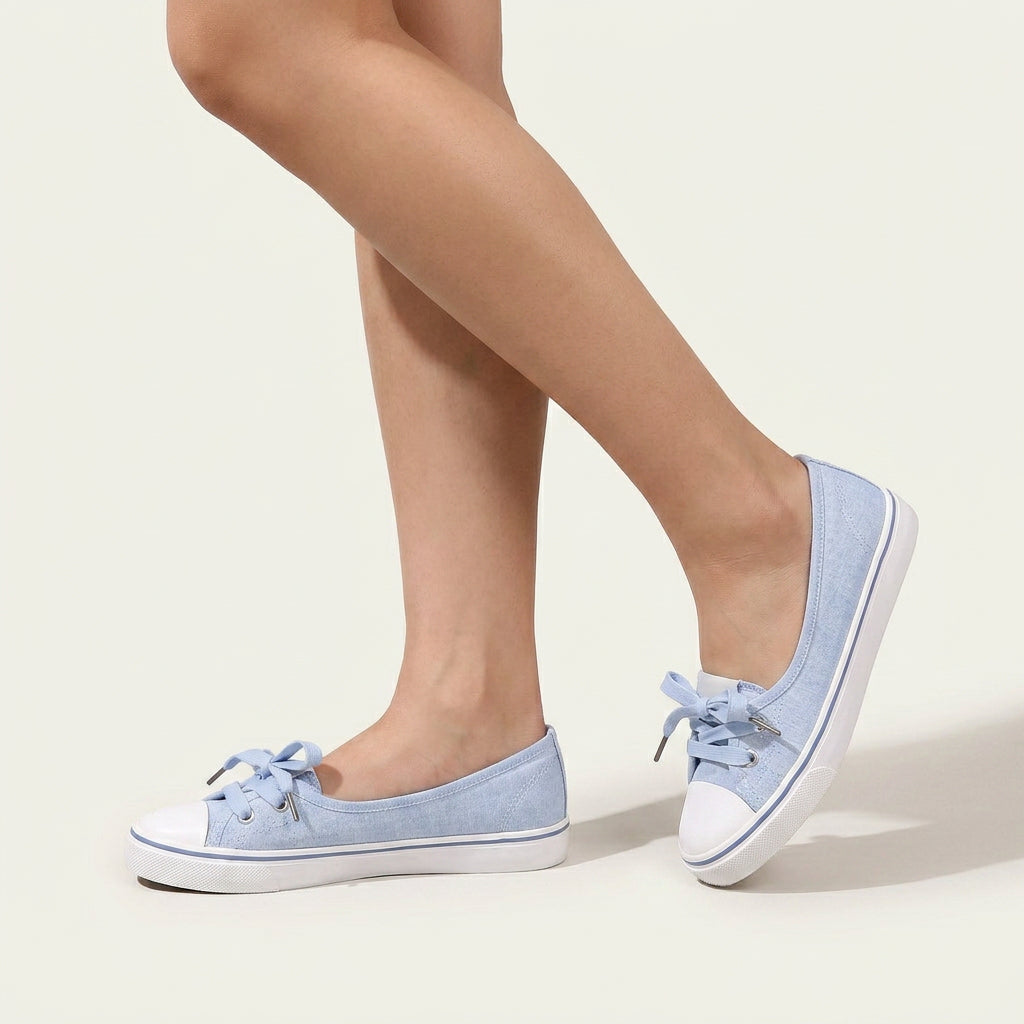 Baskets Ballerines Femme Toile À Lacets