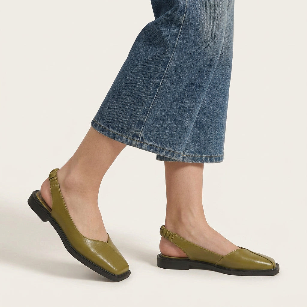 Ballerines Slingback Femme Bout Carré Bride Froncée