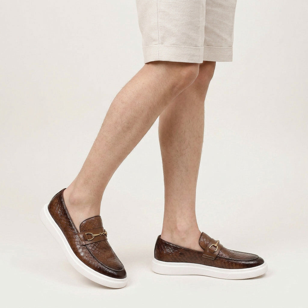 Mocassins Homme Effet Croco Détail Mors