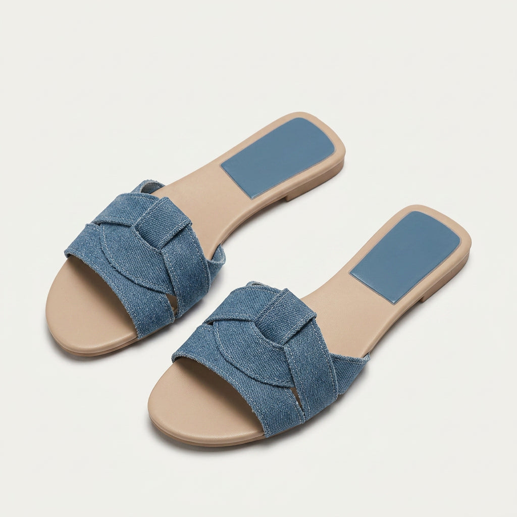 Sandales Plates Femme Brides Croisées Texturées