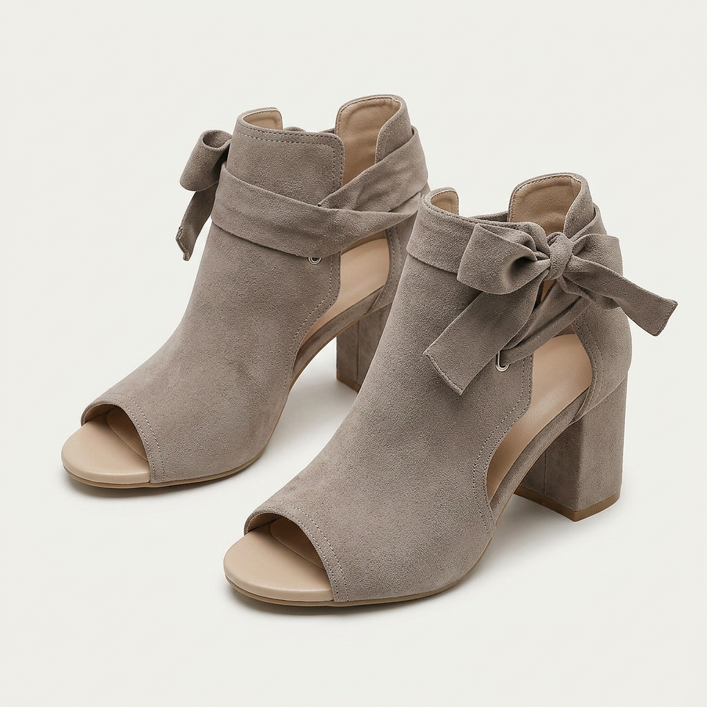 Sandales Femme Bout Ouvert Talon Bloc Noué